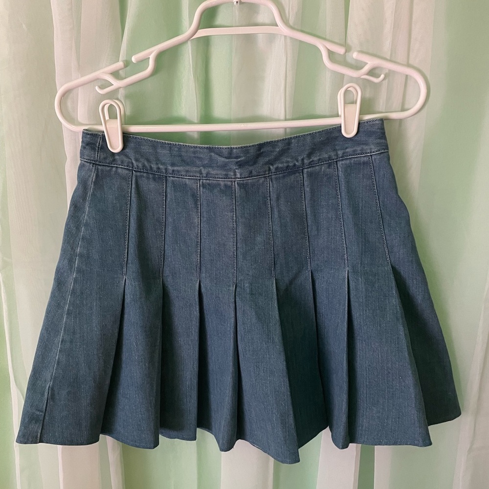 Y2K Vintage Denim Mini Tennis Skirt / Korean Fashion XS-S